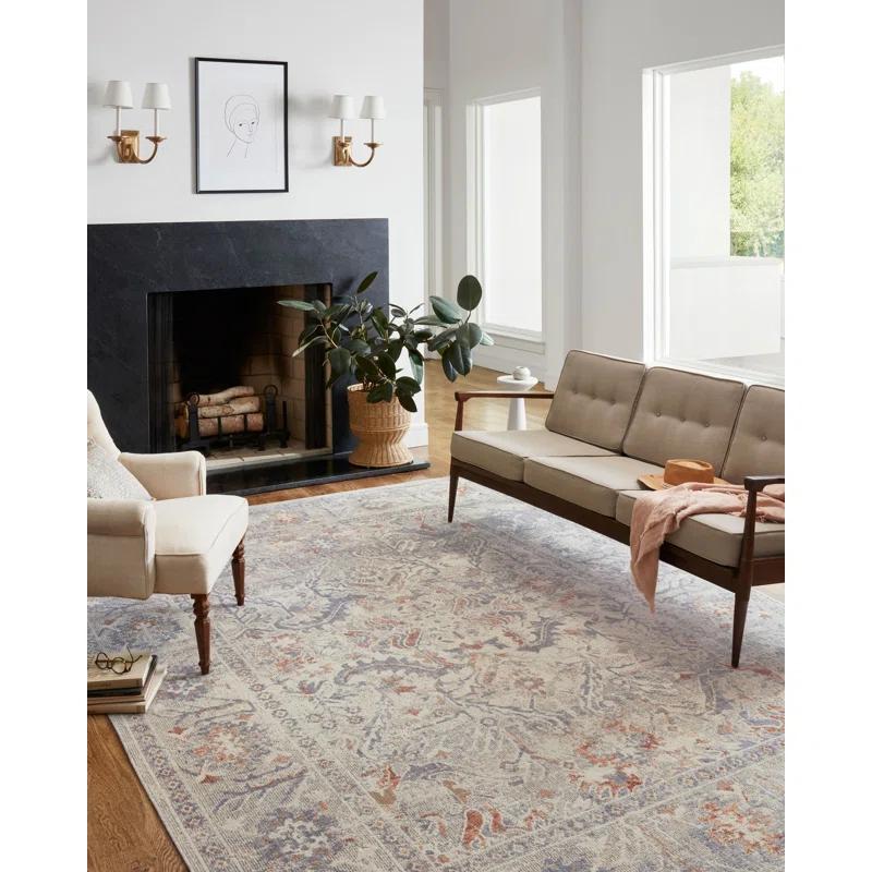 Classic Gray Round 43" x 67" Synthetic Easy Care Rug