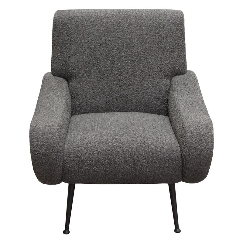 Charcoal Velvet Eucalyptus Wood Metal-Legged Armchair