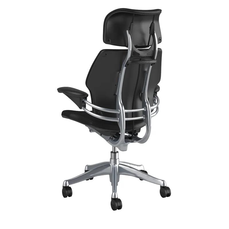 Modern Black Fabric Swivel Task Chair with Adjustable Arms