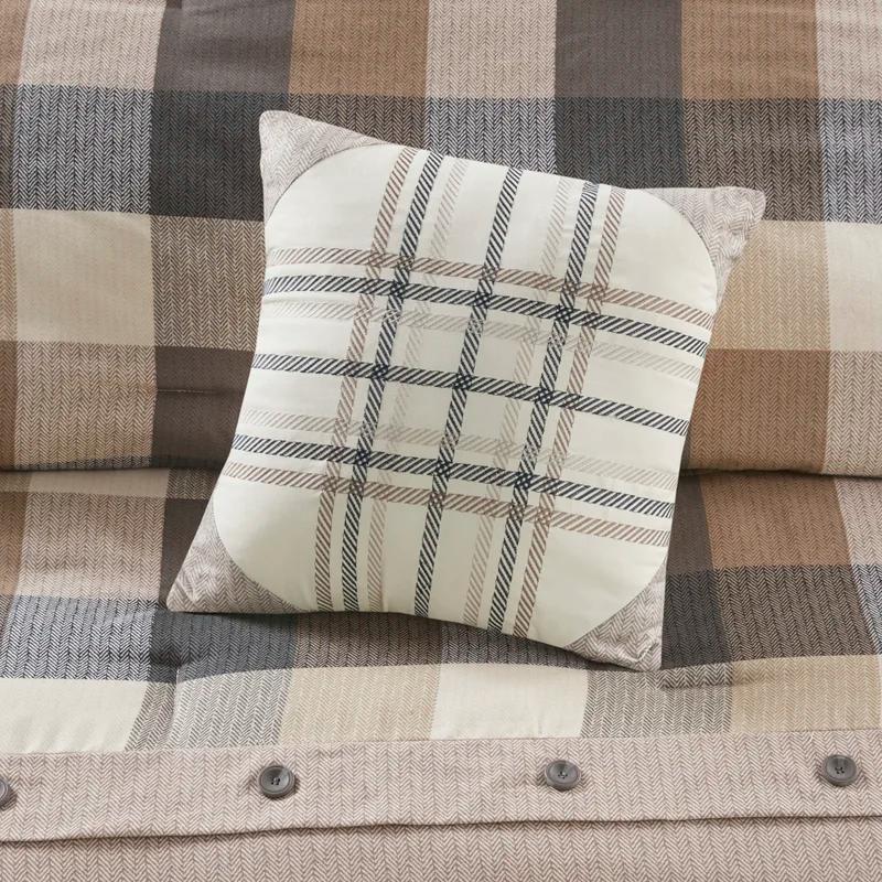 Queen Neutral Herringbone 7-Piece Comforter Set