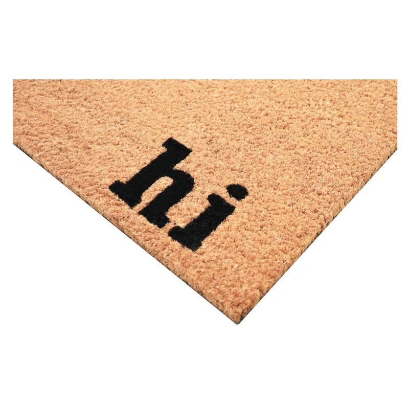 Rectangular Coir Welcome Mat for Indoor/Outdoor Use - 'Hi Bye'