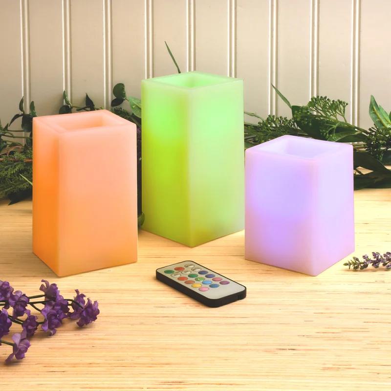 Elegant LED Flameless Pillar Scented Candle Trio with Remote
