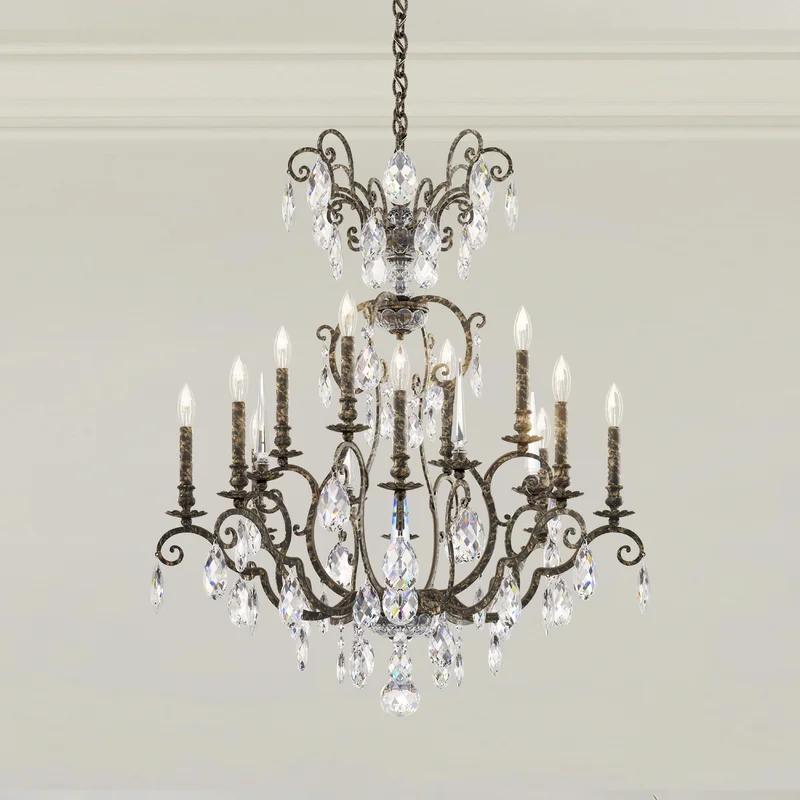 Heirloom Bronze 12-Light Classic Chandelier with Heritage Crystal