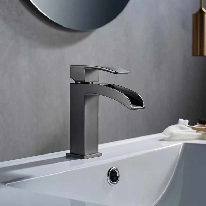 Vinnova Liberty Gunmetal Gray Single-Handle Waterfall Bathroom Faucet