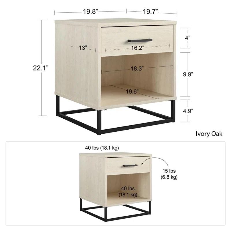 Kelly 1 - Drawer Nightstand in Ivory/Black