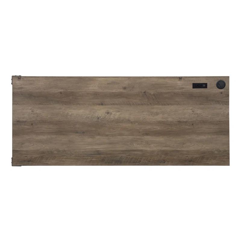 ExpressThrough L-Shaped Metal Base Writing Desk with Power Outlet