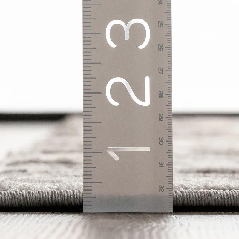 Ebern Designs Dickenson Mamba Geometric Grey Indoor/Outdoor Hi-Lo Area Rug