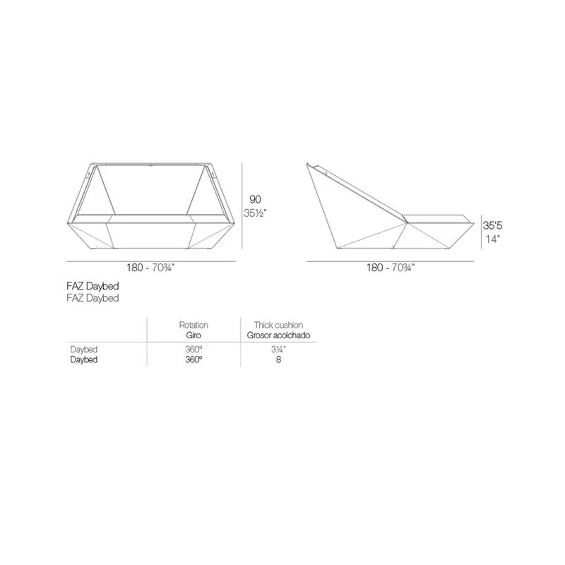 Luxurious Steel Resin Daybed with Foam Cushions for 2