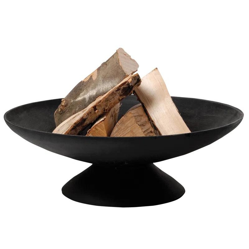 Modern Cast Iron Wood-Burning Round Fire Bowl, 23" Black