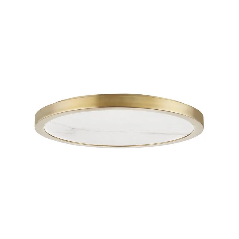 Elegant Aged Brass LED Flush Mount with Spanish Alabaster Shade