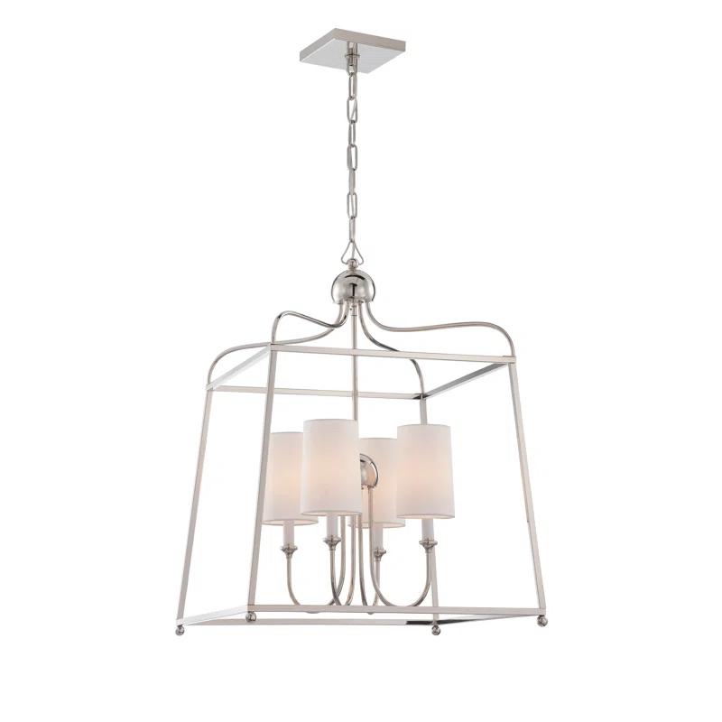 Four Light Chandelier With Linen Fabric Shades In Traditional Style 21.5 Inches Wide By 29.75 Inches High     -Traditional Installation Crystorama