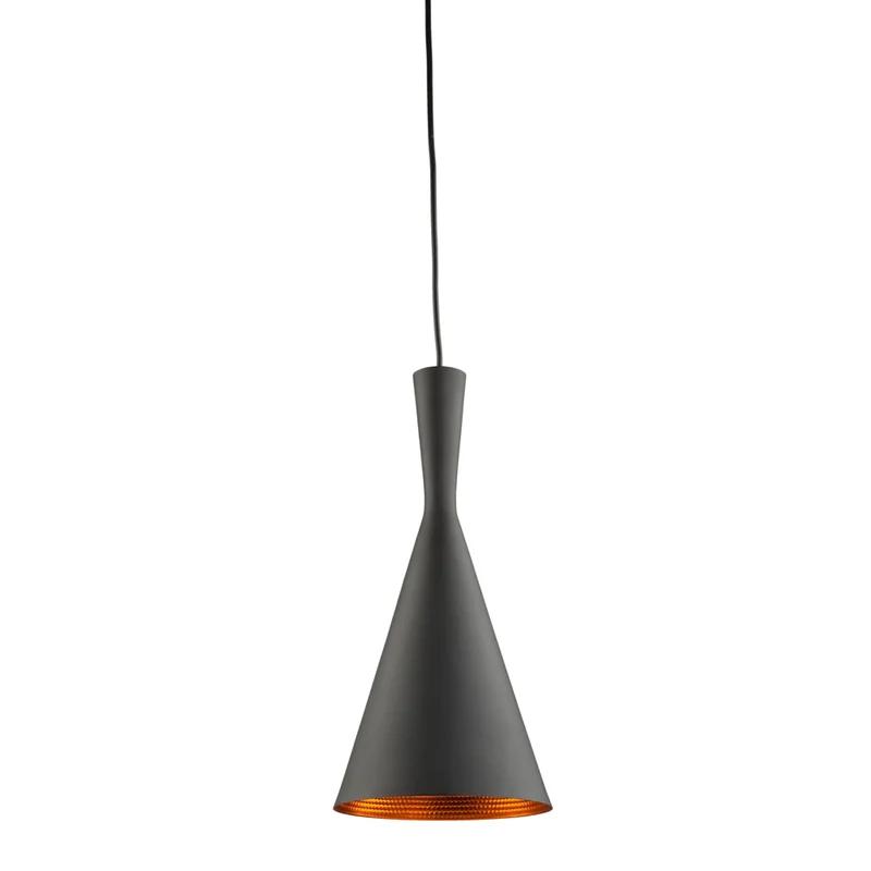 Matte Black and Copper Mini Pendant with Clear Glass Shade