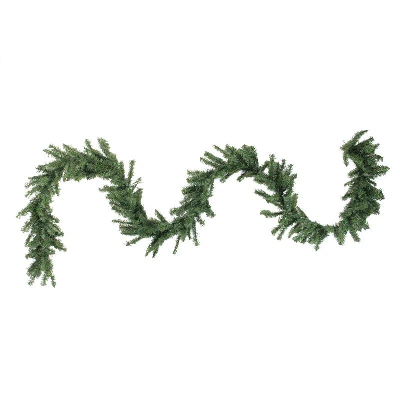 Lush Two-Tone Faux-Pine Outdoor Christmas Garland with Ribbon Accents