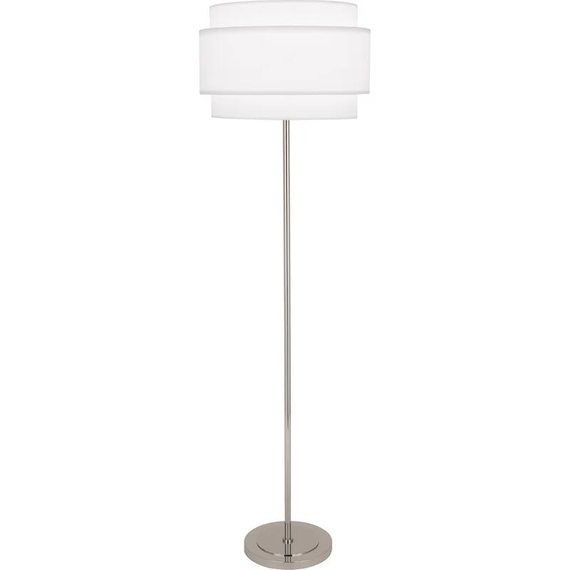 Decker Polished Nickel 62.63'' Floor Lamp with Ascot White Shade