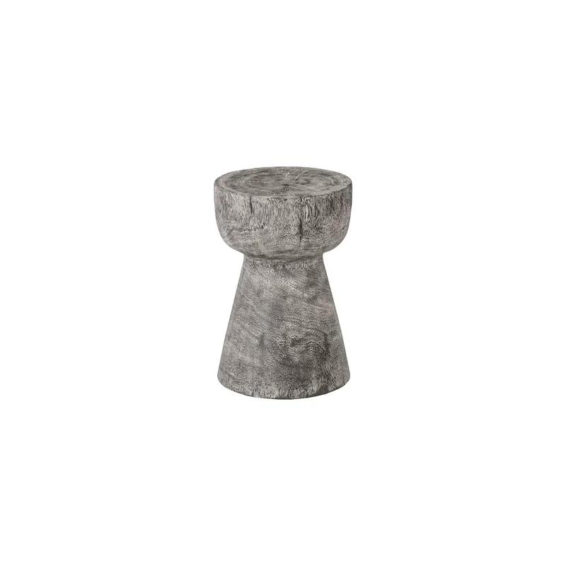 Transitional Gray Stone Solid Wood 12" Accent Stool