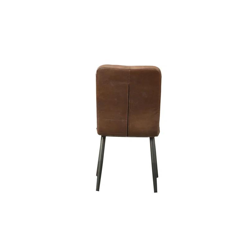 17 Stories 19'' H Genuine Leather Upholstered Side Chair (Set of 2)