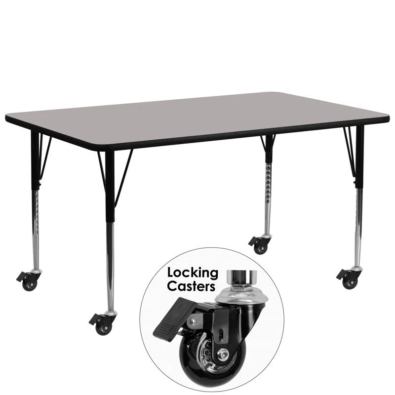 Flash Furniture Goddard Mobile 24''W x 48''L Rectangular HP Laminate Activity Table - Adjustable Legs