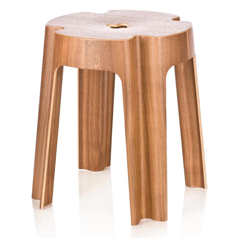 Aldis Circenis Inspired Walnut Plywood Stackable Accent Stool