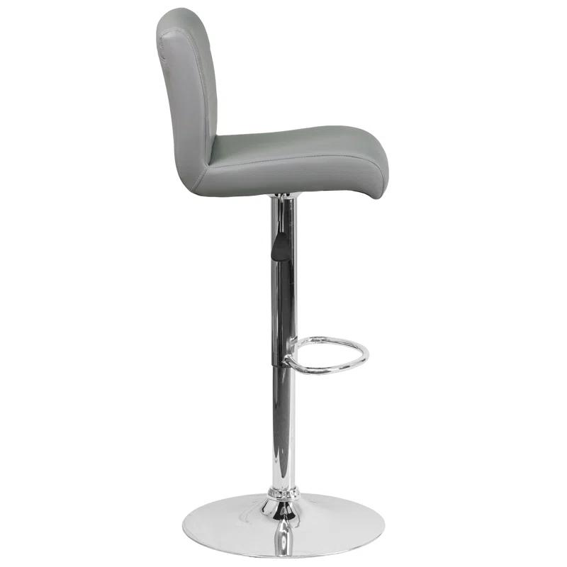 Flash Furniture Contemporary Vinyl Adjustable Height Barstool with Rolled Seat and Chrome Base
