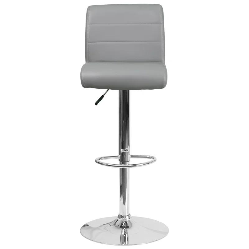 Flash Furniture Contemporary Vinyl Adjustable Height Barstool with Rolled Seat and Chrome Base