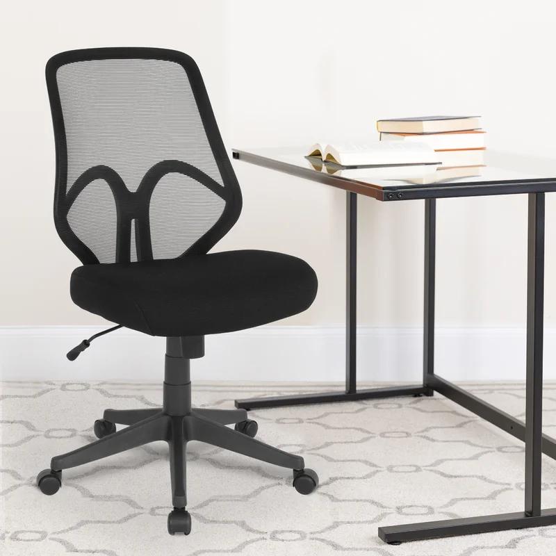 Ergonomic High-Back Armless Black Mesh Swivel Office Chair