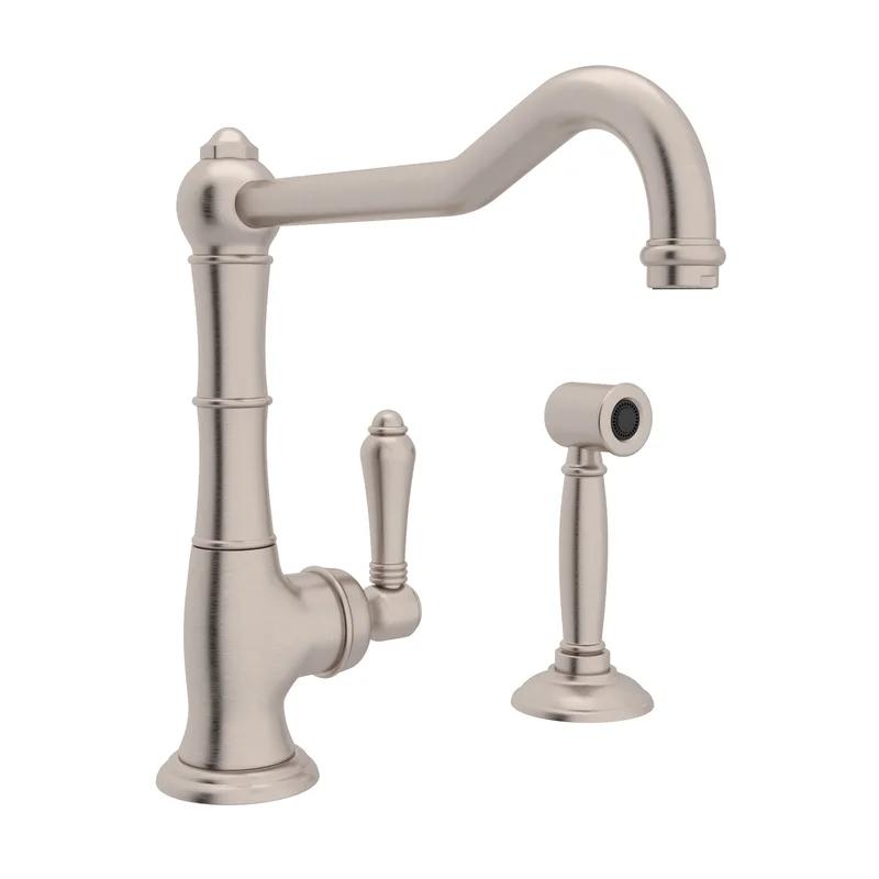 Classic Elegance 11" Polished Nickel Kitchen Faucet with Side Spray
