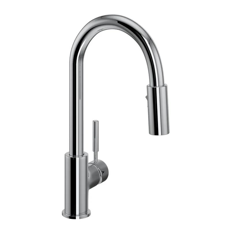 Sleek 15" Polished Nickel Pull-Down Bar Faucet with Chrome Finish