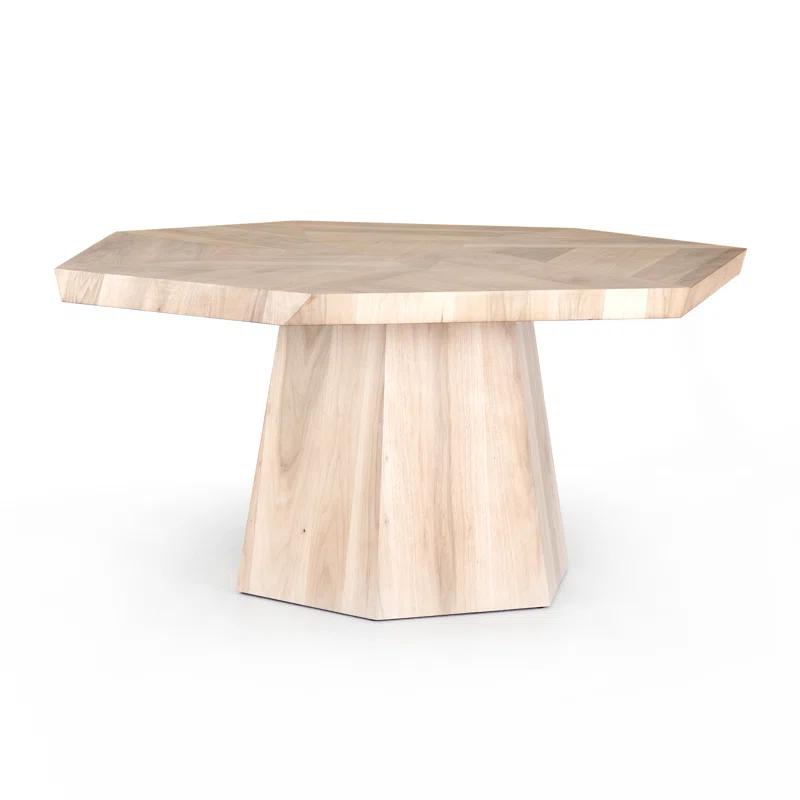 Casual Round Walnut Wood Dining Table for Six