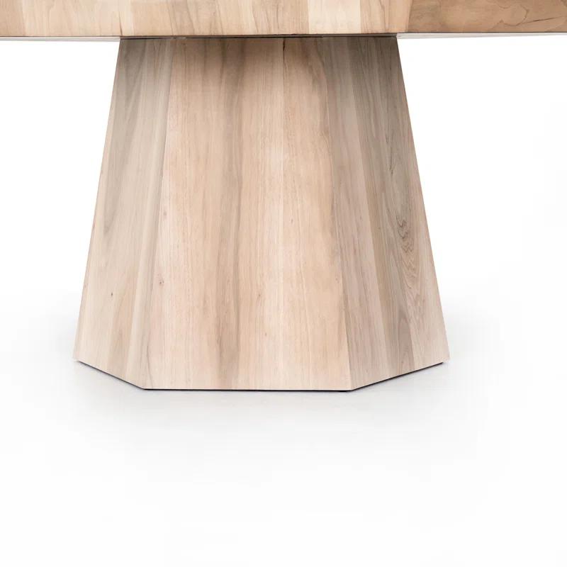 Casual Round Walnut Wood Dining Table for Six