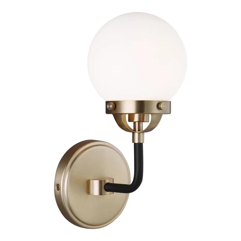 Elegant Satin Bronze Dimmable Wall Sconce with Etched White Shade