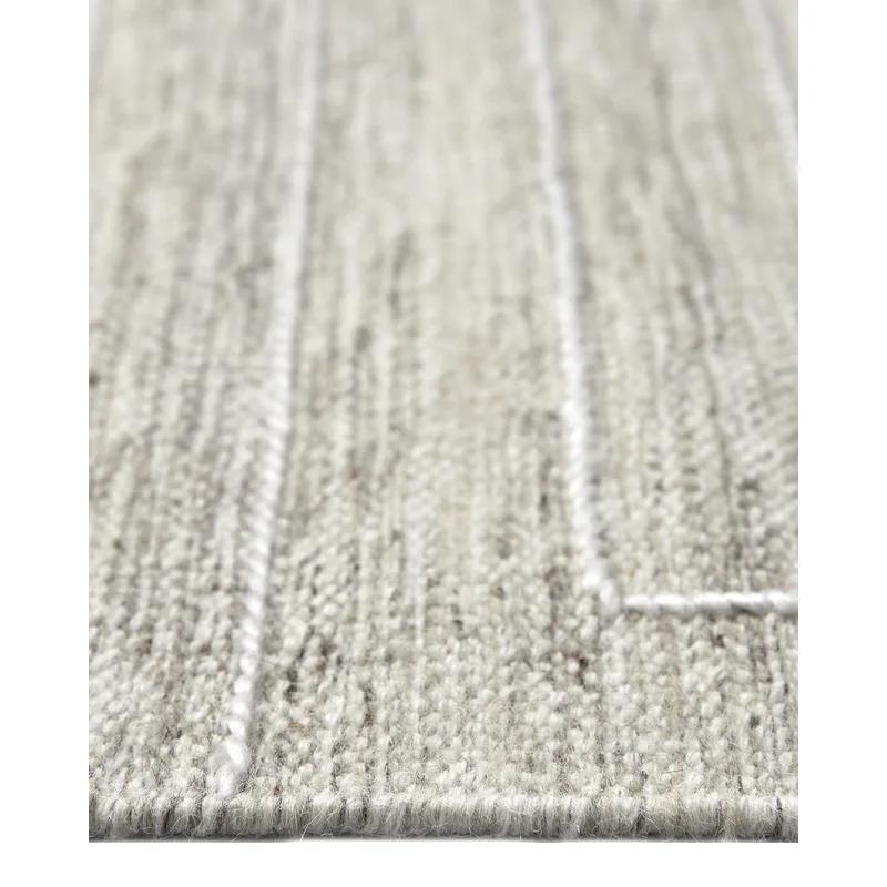 Barry Handwoven Beige Wool Rectangular Area Rug, 3' x 5'