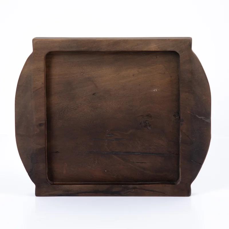 Lylah Ochre Reclaimed Wood Square Decorative Tray