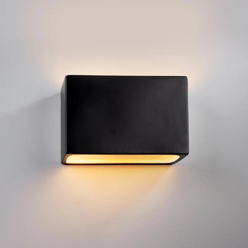 Black Ceramic Dimmable 6-Inch Rectangle Wall Sconce