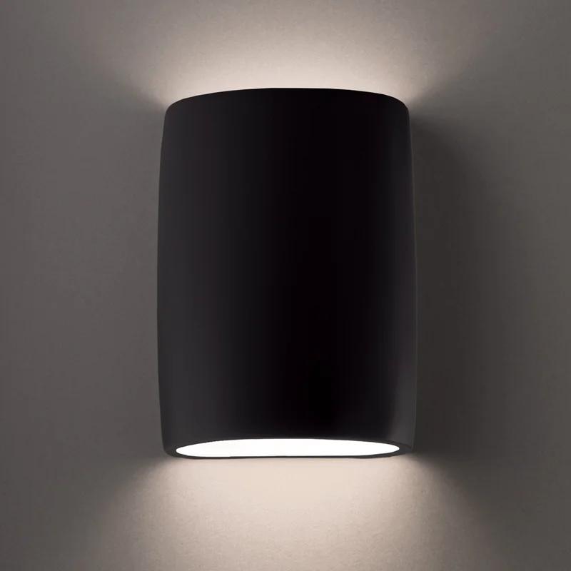 Black Ceramic Cylinder Outdoor Wall Sconce