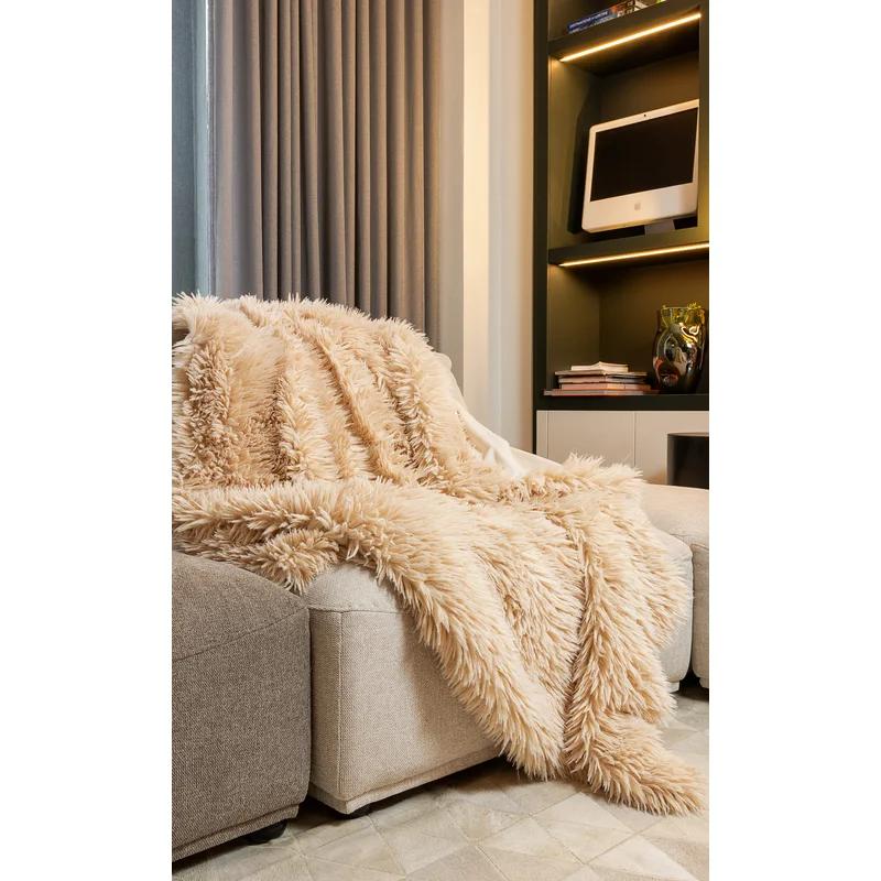 Luxe Tibetan Fleece 50" x 60" Faux Fur Throw Blanket