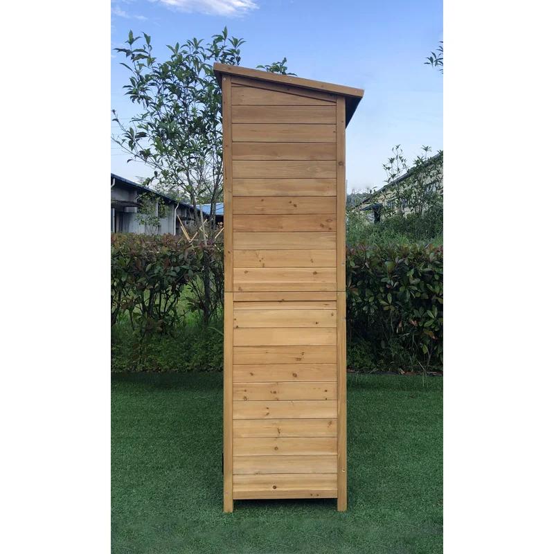 Black Fir Wood Outdoor Storage Shed with Shelving