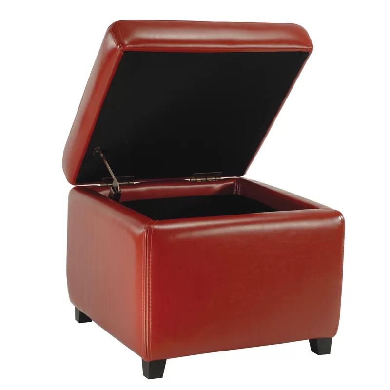 Jonathan Red Faux Leather Flip Top Storage Ottoman