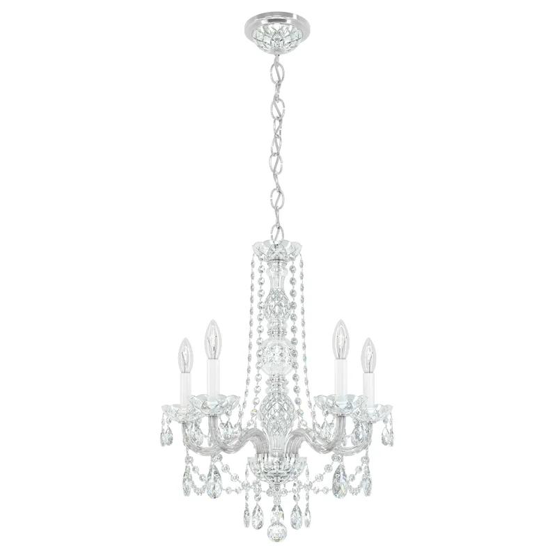 Arlington Polished Silver 5-Light Chandelier with Clear Heritage Crystals