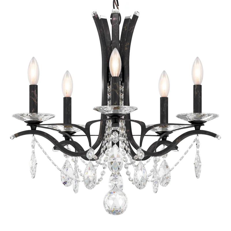 Ferro Black 5-Light Traditional Crystal Chandelier with Clear Accents