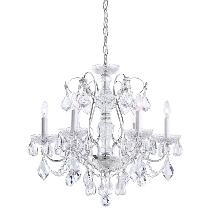 Elegant Century 6-Light Chandelier with Clear Heritage Crystal and Silver Finish