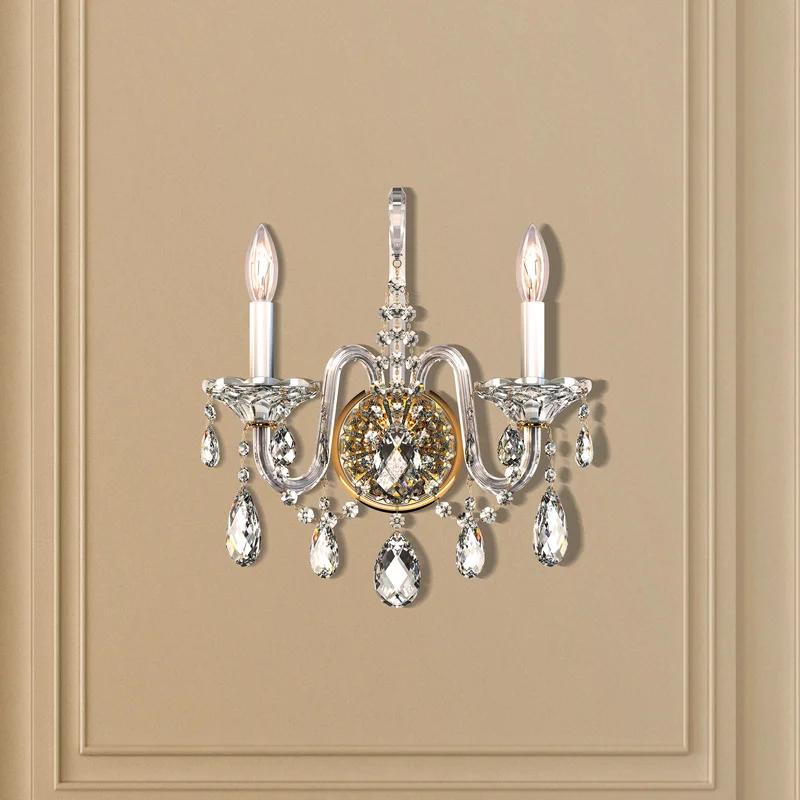 Aurelia Gold 2-Light Sterling Wall Sconce with Clear Heritage Crystals