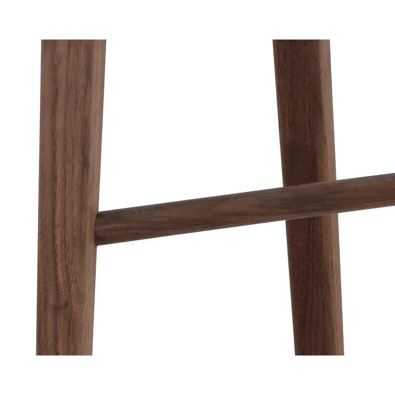 Dominic Walnut Wood Counter Stool with Sculpted Seat