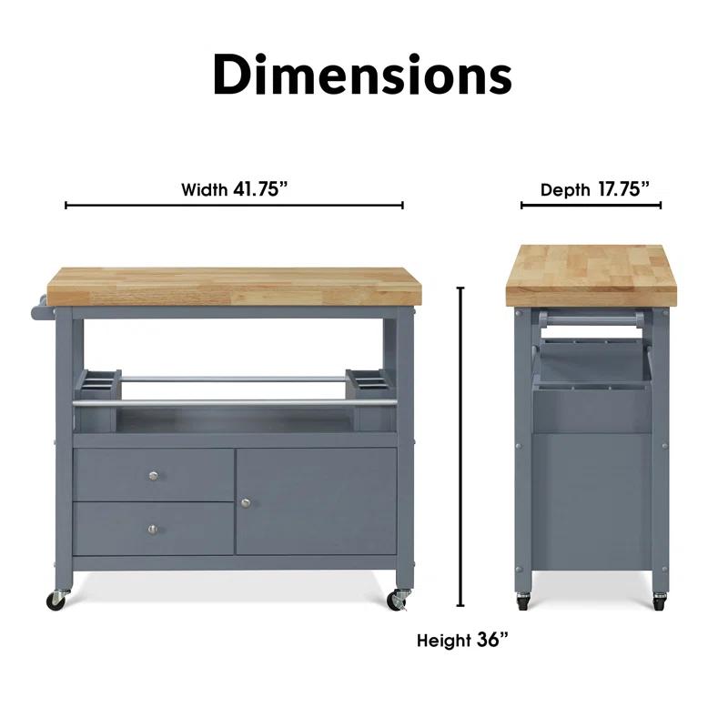 ClickDecor Gerolakkos ClickDecor Anson Kitchen Island Bar Cart with Storage