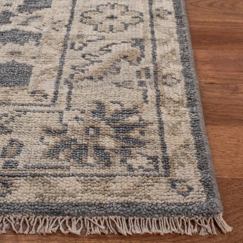 Samarkand SRK116 Hand Knotted Area Rug - Dark Grey/Beige - 8'x10' - Safavieh.