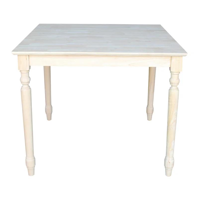 36" Light Unfinished Rubberwood Square Dining Table