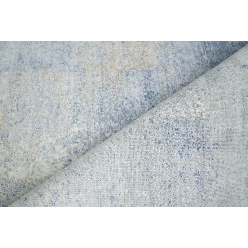 Mori Silk Hand-Knotted Abstract Blue Silk Area Rug, 8' x 10'