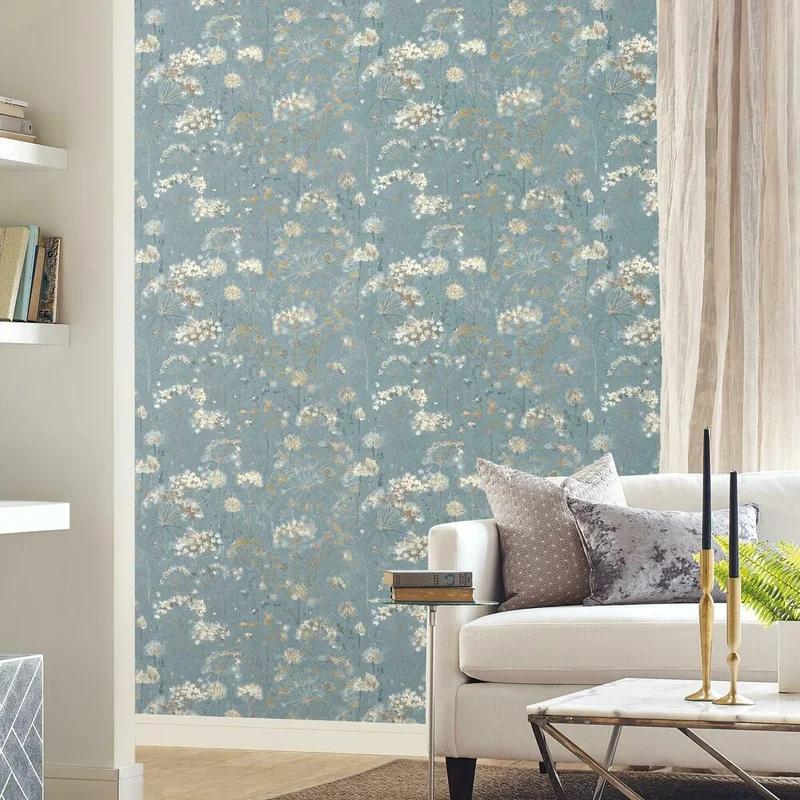 Blue Floral Self-Adhesive Removable Wallpaper Roll