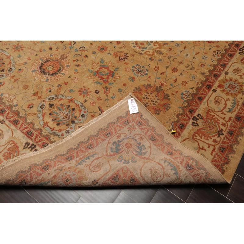 Hand-Knotted Beige and Blue Wool Oriental Rug, 9' x 12'