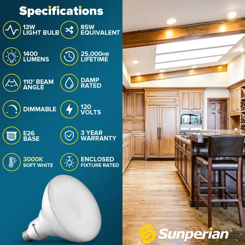 85 Watt Equivalent BR40 E26/Medium (Standard) Dimmable LED Bulb