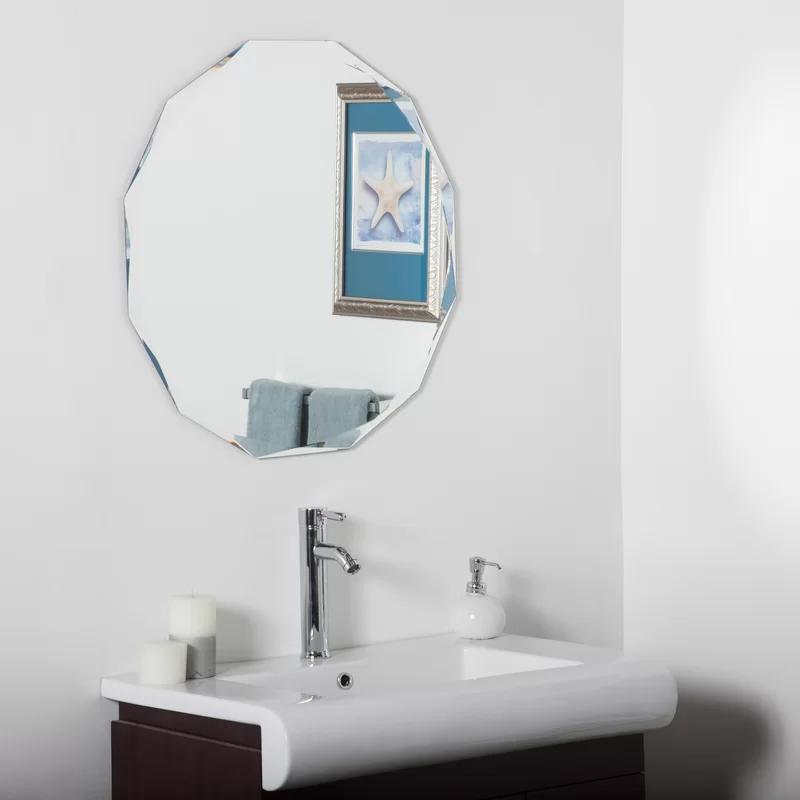 Ascher 27.6" Beveled Edge Frameless Round Wall Mirror